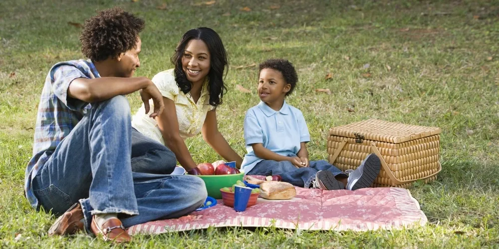 A family picnic on a campground 