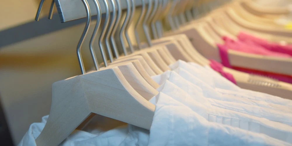 Close up of a clothing rack in a store