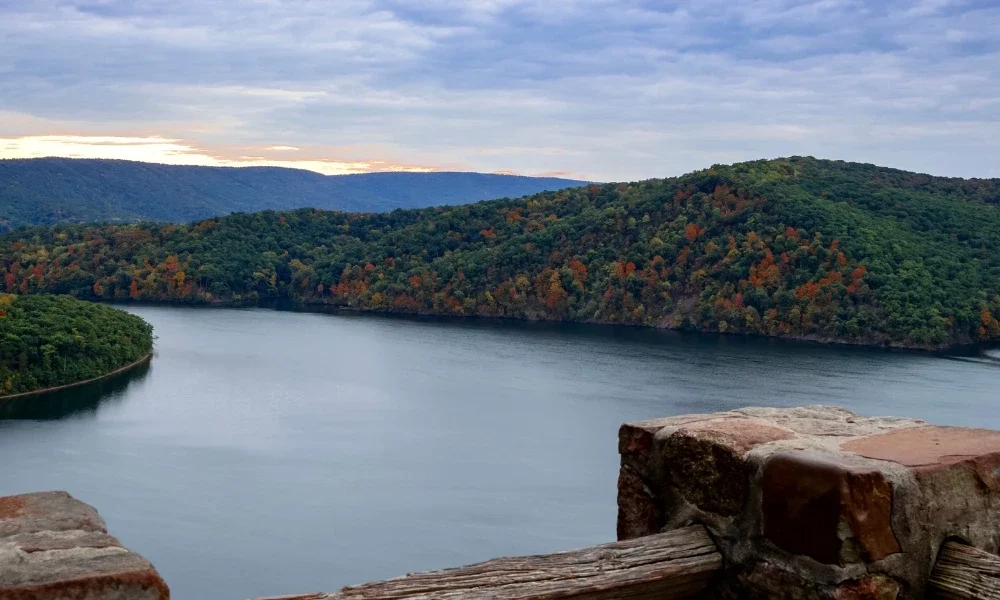 Hawn's Overlook of Raystown Lake at sunset