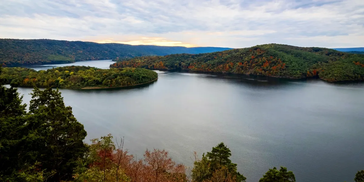 a view of the lake from Hawn's Overlook