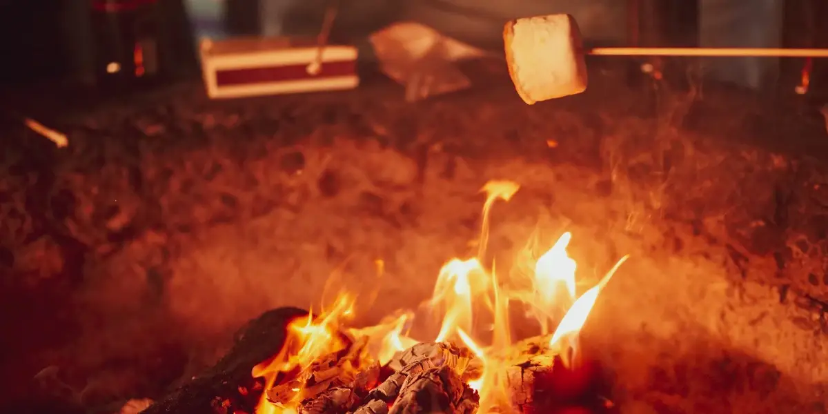 marshmallow being roasted on a campfire