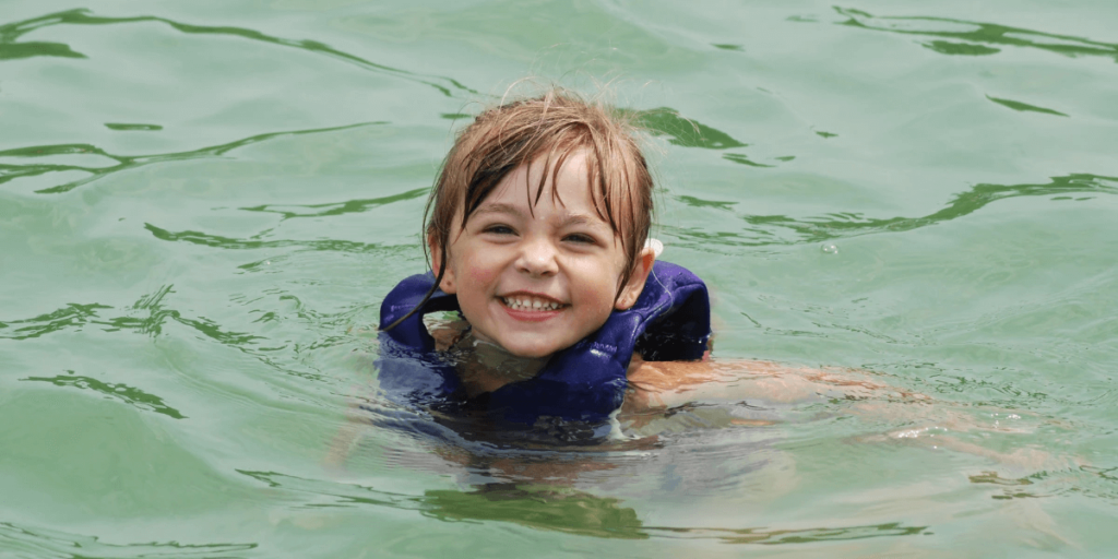 A little girl swimming