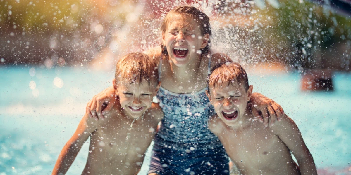 Kids having fun at a waterpark