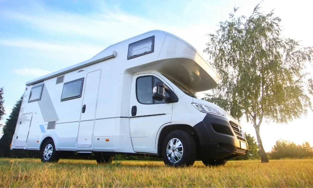 Traditional parked RV camper