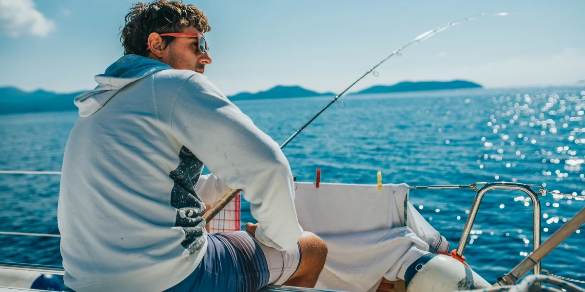 Man fishing on a boat